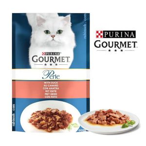 پوچ گربه گورمت با طعم گوشت اردک در سس